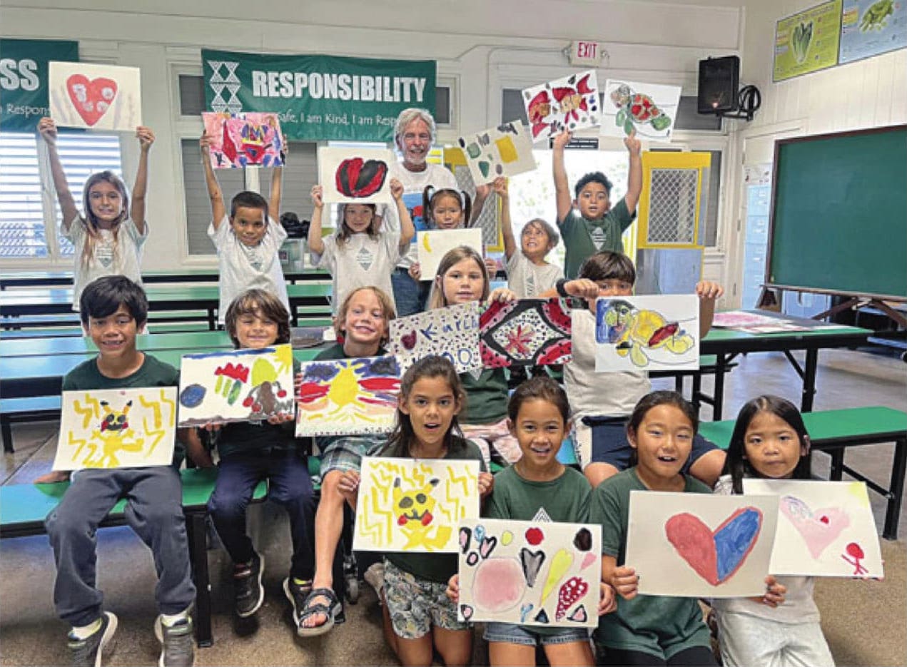 group pic of kids with art